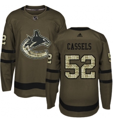 Men's Adidas Vancouver Canucks #52 Cole Cassels Premier Green Salute to Service NHL Jersey