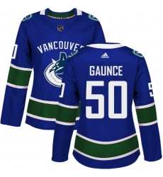 Women's Adidas Vancouver Canucks #50 Brendan Gaunce Authentic Blue Home NHL Jersey