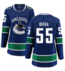 Women's Vancouver Canucks #55 Alex Biega Fanatics Branded Blue Home Breakaway NHL Jersey