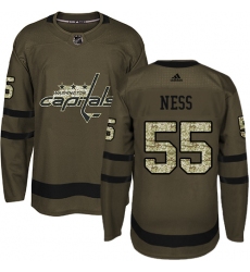 Youth Adidas Washington Capitals #55 Aaron Ness Authentic Green Salute to Service NHL Jersey