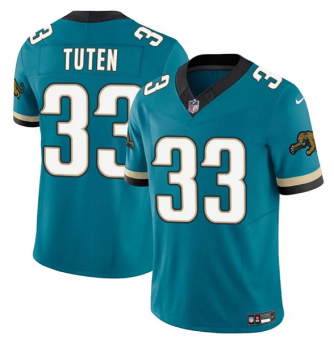 Men's Jacksonville Jaguars #33 Bhayshul Tuten Teal 2024 F.U.S.E. Prowler Throwback Vapor Limited Football Stitched Jersey