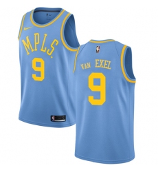 Men's Nike Los Angeles Lakers #9 Nick Van Exel Authentic Blue Hardwood Classics NBA Jersey