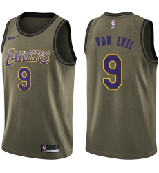 Youth Nike Los Angeles Lakers #9 Nick Van Exel Swingman Green Salute to Service NBA Jersey