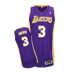 Youth Adidas Los Angeles Lakers #3 Corey Brewer Authentic Purple Road NBA Jersey