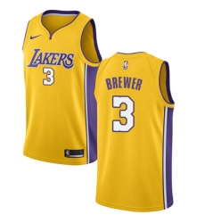 Youth Nike Los Angeles Lakers #3 Corey Brewer Swingman Gold Home NBA Jersey - Icon Edition