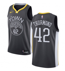 Youth Nike Golden State Warriors #42 Nate Thurmond Swingman Black Alternate NBA Jersey - Statement Edition