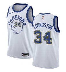 Men's Nike Golden State Warriors #34 Shaun Livingston Authentic White Hardwood Classics NBA Jersey