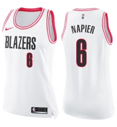 Women's Nike Portland Trail Blazers #6 Shabazz Napier Swingman White/Pink Fashion NBA Jersey