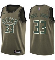 Men's Nike Milwaukee Bucks #33 Kareem Abdul-Jabbar Swingman Green Salute to Service NBA Jersey