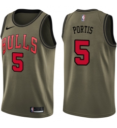 Youth Nike Chicago Bulls #5 Bobby Portis Swingman Green Salute to Service NBA Jersey