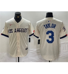 Men's Los Angeles Dodgers #3 Chris Taylor Cream Stitched Baseball Jersey