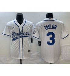 Men's Los Angeles Dodgers #3 Chris Taylor White Cool Base Stitched Baseball Jersey