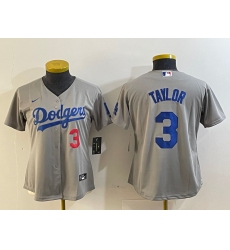 Women's Los Angeles Dodgers #3 Chris Taylor Number Grey Cool Base Stitched Nike Jersey