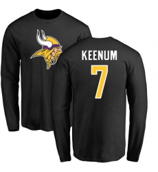 NFL Nike Minnesota Vikings #7 Case Keenum Black Name & Number Logo Long Sleeve T-Shirt