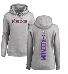 NFL Women's Nike Minnesota Vikings #7 Case Keenum Ash Backer Pullover Hoodie