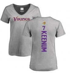 NFL Women's Nike Minnesota Vikings #7 Case Keenum Ash Backer V-Neck T-Shirt