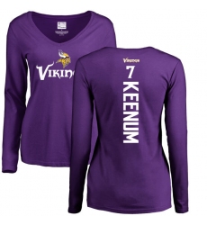 NFL Women's Nike Minnesota Vikings #7 Case Keenum Purple Backer Slim Fit Long Sleeve T-Shirt