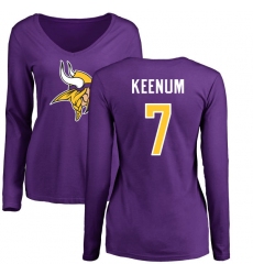 NFL Women's Nike Minnesota Vikings #7 Case Keenum Purple Name & Number Logo Slim Fit Long Sleeve T-Shirt