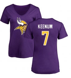 NFL Women's Nike Minnesota Vikings #7 Case Keenum Purple Name & Number Logo Slim Fit T-Shirt