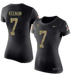 Women's Nike Minnesota Vikings #7 Case Keenum Black Camo Salute to Service T-Shirt