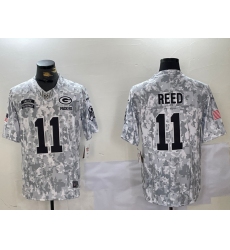 Men's Green Bay Packers #11 Jayden Reed Arctic Camo 2024 FUSE Salute to Service Limited Stitched Jersey