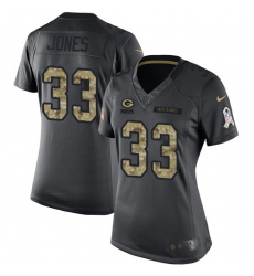 Women's Nike Green Bay Packers #33 Aaron Jones Limited Black 2016 Salute to Service NFL Jersey