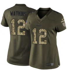 Women's Nike Los Angeles Rams #12 Sammy Watkins Limited Green Salute to Service NFL Jersey