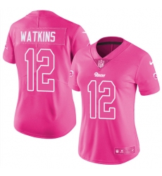 Women's Nike Los Angeles Rams #12 Sammy Watkins Limited Pink Rush Fashion NFL Jersey