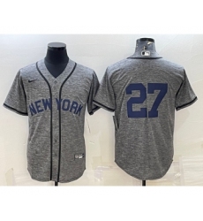 Men's New York Yankees #27 Giancarlo Stanton No Name Grey Gridiron Cool Base Stitched Jersey