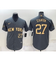 Men's New York Yankees #27 Giancarlo Stanton Number Grey 2022 All Star Stitched Cool Base Nike Jersey