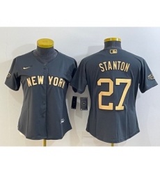 Women's New York Yankees #27 Giancarlo Stanton Grey 2022 All Star Stitched Cool Base Nike Jersey