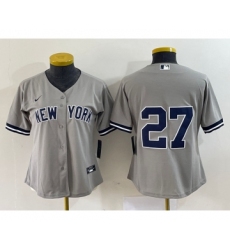 Women's Nike New York Yankees #27 Giancarlo Stanton Grey No Name Stitched Cool Base Jersey