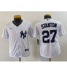 Youth Nike New York Yankees #27 Giancarlo Stanton White Stitched Cool Base Jersey