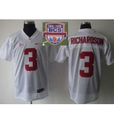 2013 BCS National Championship Alabama Crimson #3 Richardson White NCAA Football Jerseys