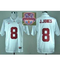 2013 BCS National Championship Alabama Crimson #8 J JONES White NCAA Football Jerseys