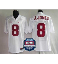 NCAA 2012 BCS National Championship PATCH Alabama Crimson Tide 8 J Jones white Jersey