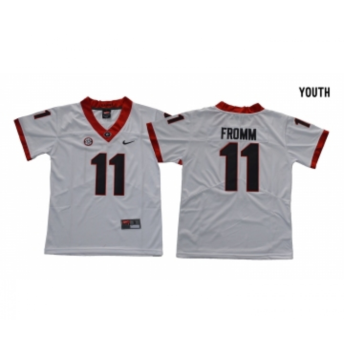 Georgia Bulldogs 11 Jake Fromm White Youth College Football Jersey