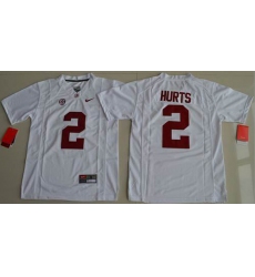 Youth Alabama Crimson Tide #2 Jalen Hurts White Limited Stitched NCAA Jersey