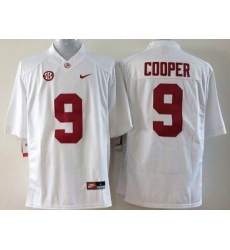 Youth NCAA Crimson Tide #9 Amari Cooper White SEC Patch Stitched Jersey