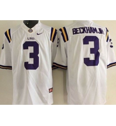 LSU Tigers #3 Odell Beckham Jr White Stitched NCAA Jersey