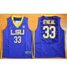 LSU Tigers #33 Shaquille O'Neal Purple Basketball Stitched NCAA Jersey