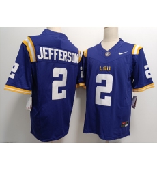 Men's LSU Tigers #2 Justin Jefferson Purple FUSE College Stitched Jersey