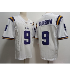 Men's LSU Tigers #9 Joe Burreaux White 2023 Stitched Football Jersey