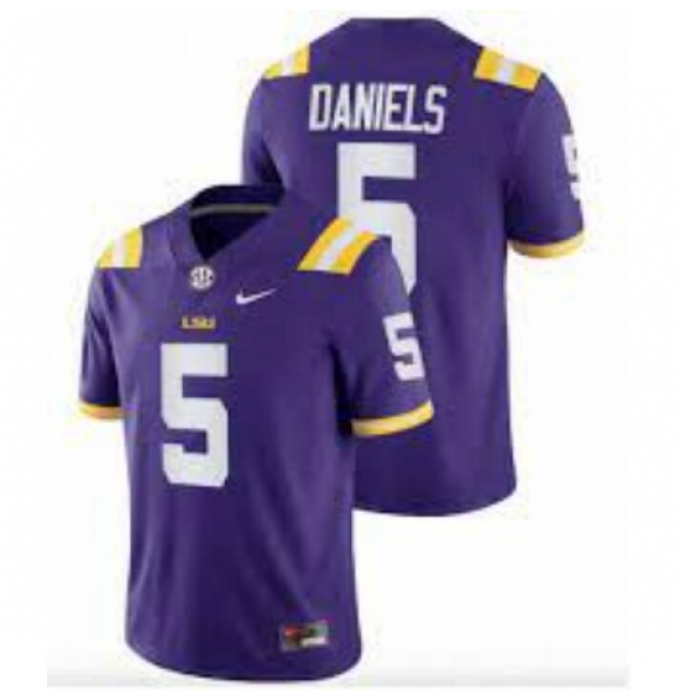 Men's LSU tigers Jayden Daniels #5 Purple Limited Stitched jersey