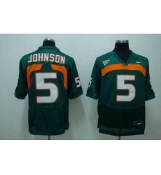 Hurricanes #5 Andre Johnson Green Embroidered NCAA Jersey