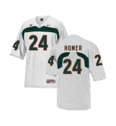 Miami Hurricanes 24 Travis Homer White College Football Jersey