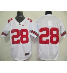 Buckeyes #28 White Embroidered NCAA Jersey