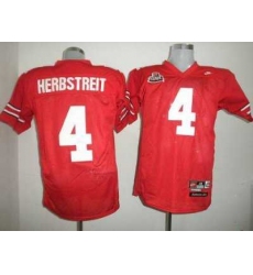 Buckeyes #4 Kirk Herbstreit Red Embroidered NCAA Jersey