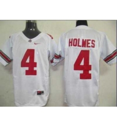 Buckeyes #4 Santonio Holmes White Embroidered NCAA Jersey