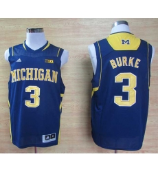 Adidas Michigan Wolverines Trey Burke 3 Basketball Authentic Navy Blue Jerseys